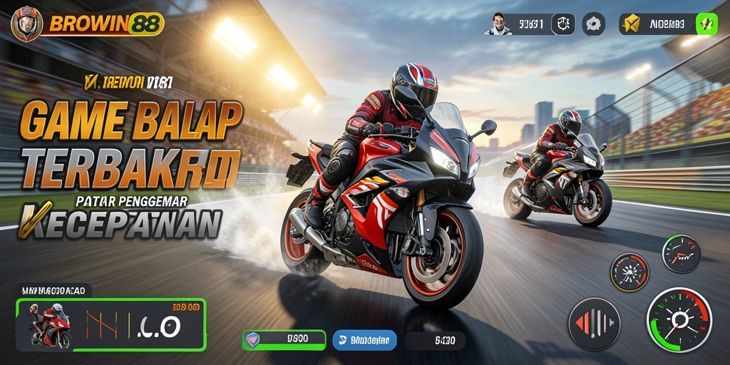 Tampilan gameplay balap motor yang memukau dan menantang.