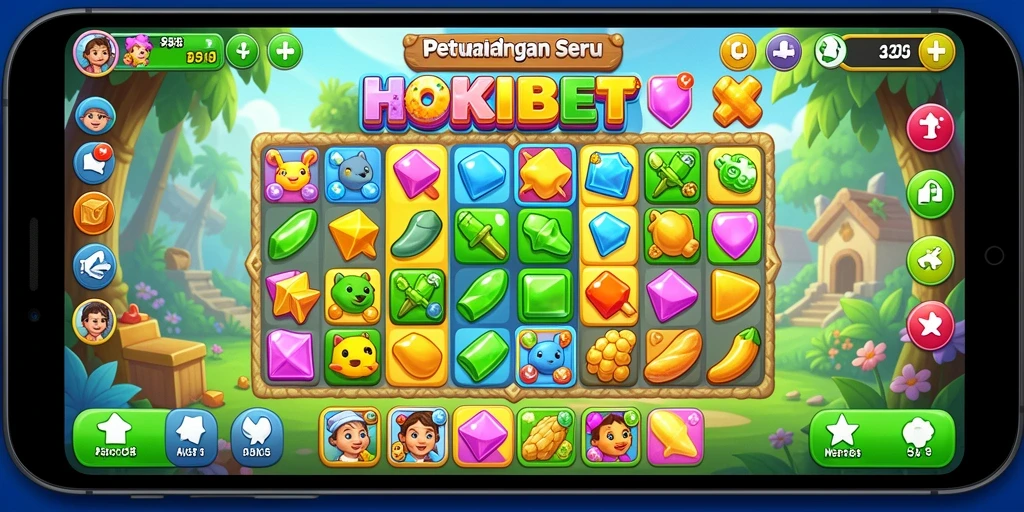 Screenshot HOKIBET menampilkan gameplay Match-3 yang menarik.