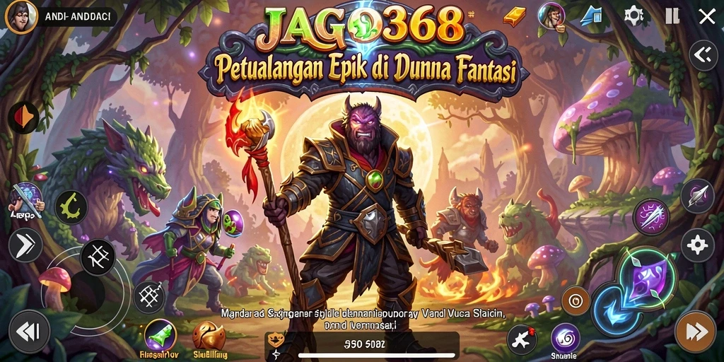 Tangkapan layar menampilkan aksi seru di dunia fantasi JAGO368.