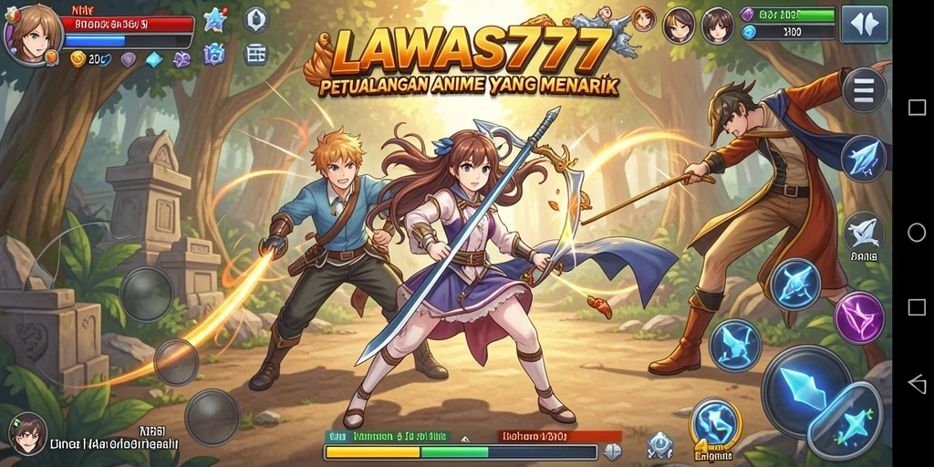 Tampilan gameplay menakjubkan di LAWAS777 dengan karakter anime ikonik.