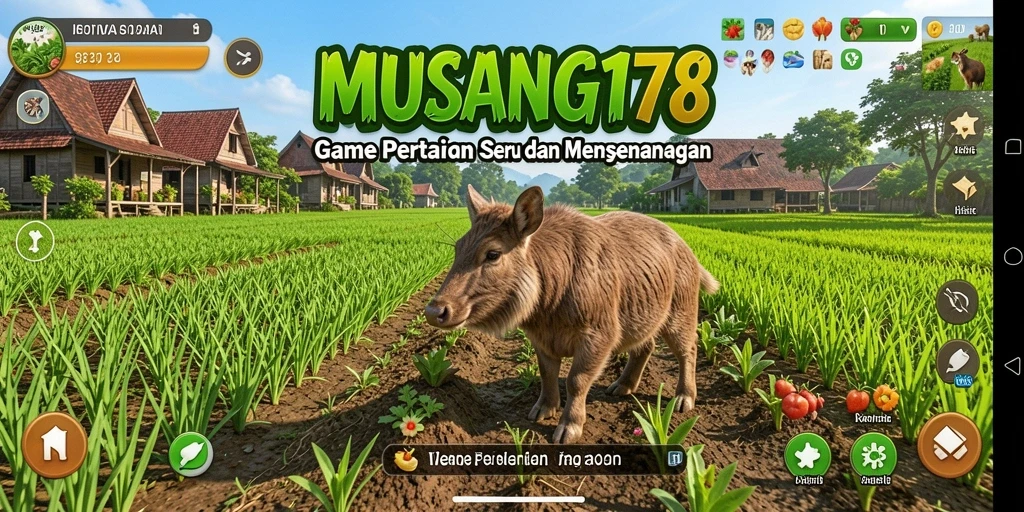 Screenshot utama MUSANG178 menampilkan suasana ladang pertanian yang indah.