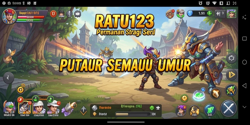 Screenshot gameplay menunjukkan pertempuran strategi yang intens di RATU123.
