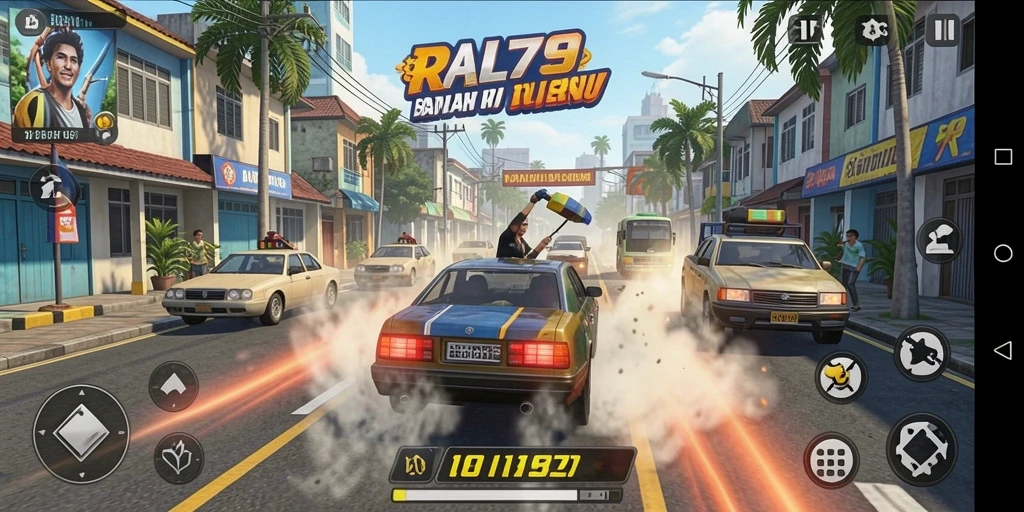 Tampilan gameplay seru dari RP79 dengan mobil balap beraksi.