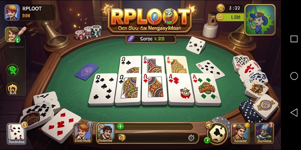 Tampilan gameplay menarik dari RPLOOT dengan kartu domino.