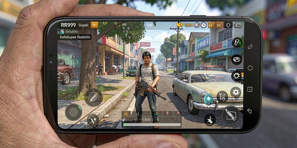 Screenshot gameplay RR999 menampilkan kehidupan simulasi yang menarik.