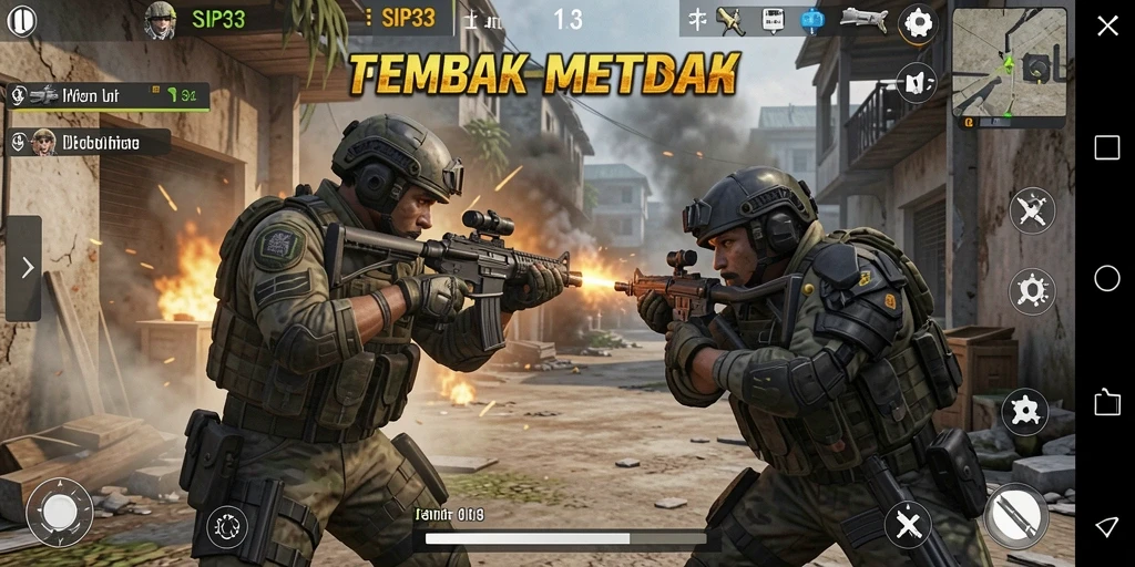 Screenshot SIP33 menampilkan aksi tembak-menembak yang mendebarkan dan grafis yang menawan.