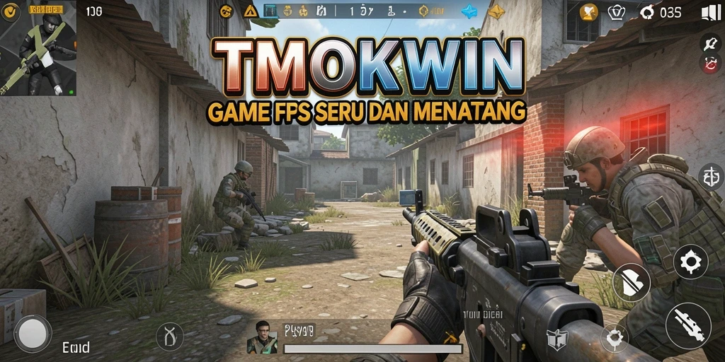 Screenshot gameplay TMOKWIN menampilkan aksi tembak-menembak yang intens.