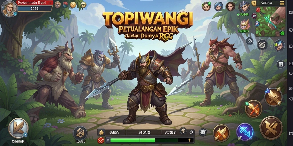 Tampilan gameplay menarik dari TOPIWANGI dengan karakter RPG yang dinamis.