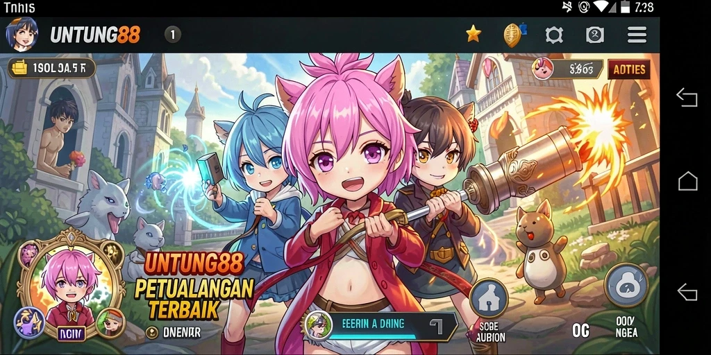 Screenshot utama UNTUNG88 menampilkan karakter anime dalam aksi.