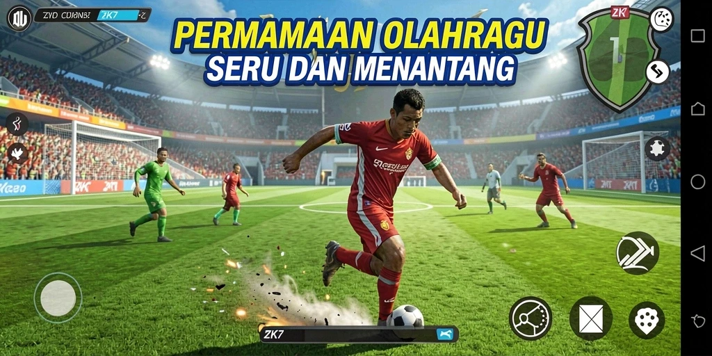 Tampilan gameplay ZK7 menampilkan aksi olahraga yang seru dan mendebarkan.